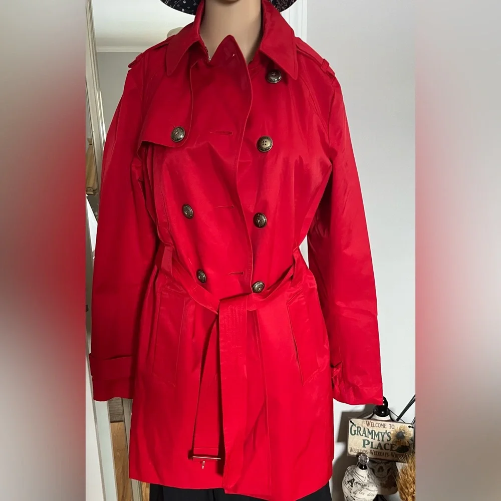 Express Red Trench Coat Size Medium - Picture 2 of 10